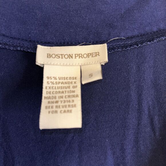 Boston Proper Top Size Small blue beaded scoop neck stretch - Picture 2 of 6